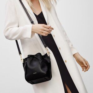 Aritzia Mini Mander Bucket Bag Black Leather